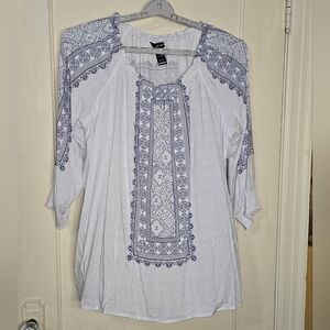 All Miles Peasant Boho Cottagecore LS Pullover Top Size X1  NWT